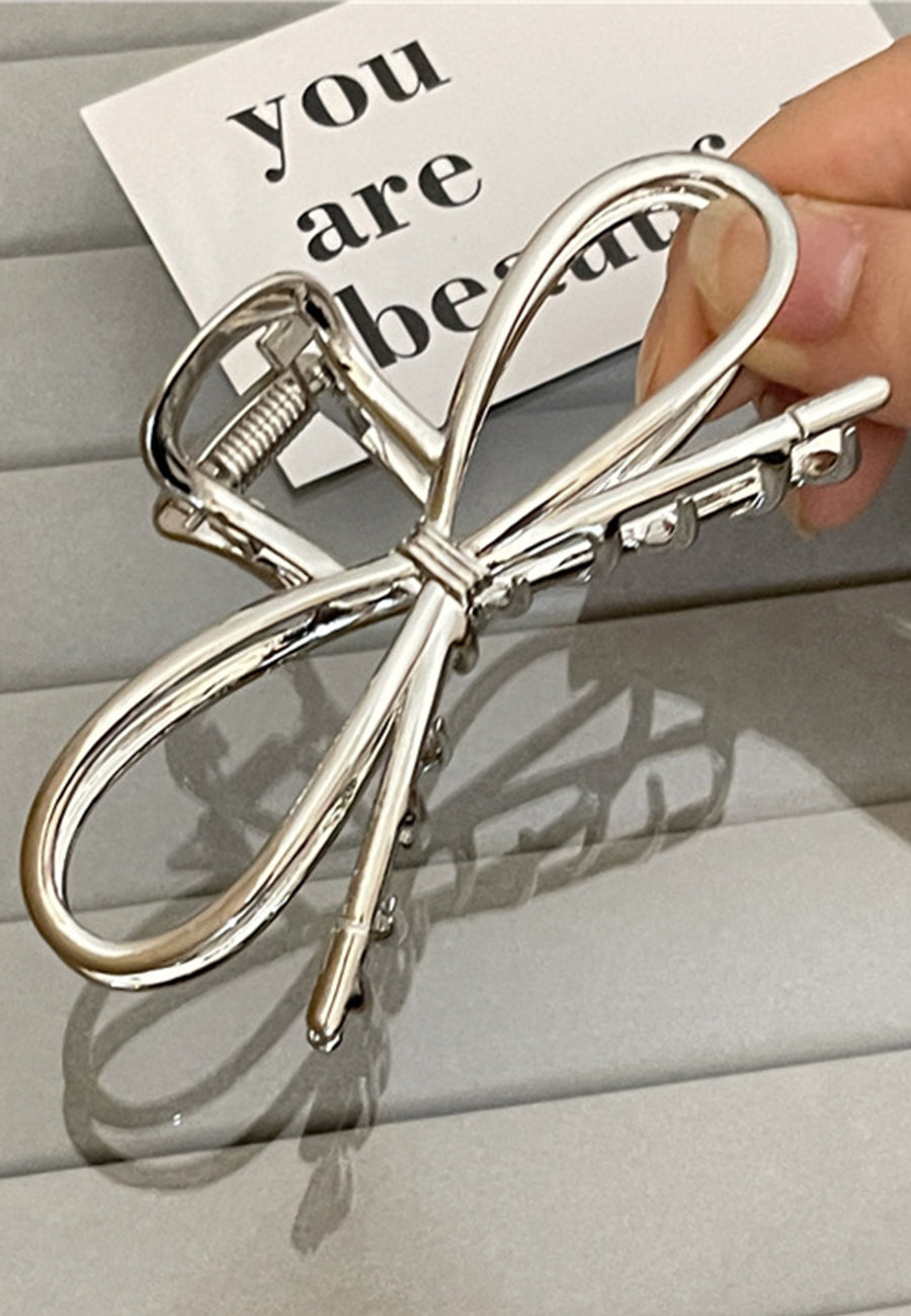Metallic Bow Design Hair Claw