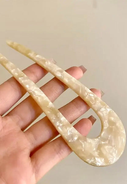 Marble Finish Giant Hair Pin