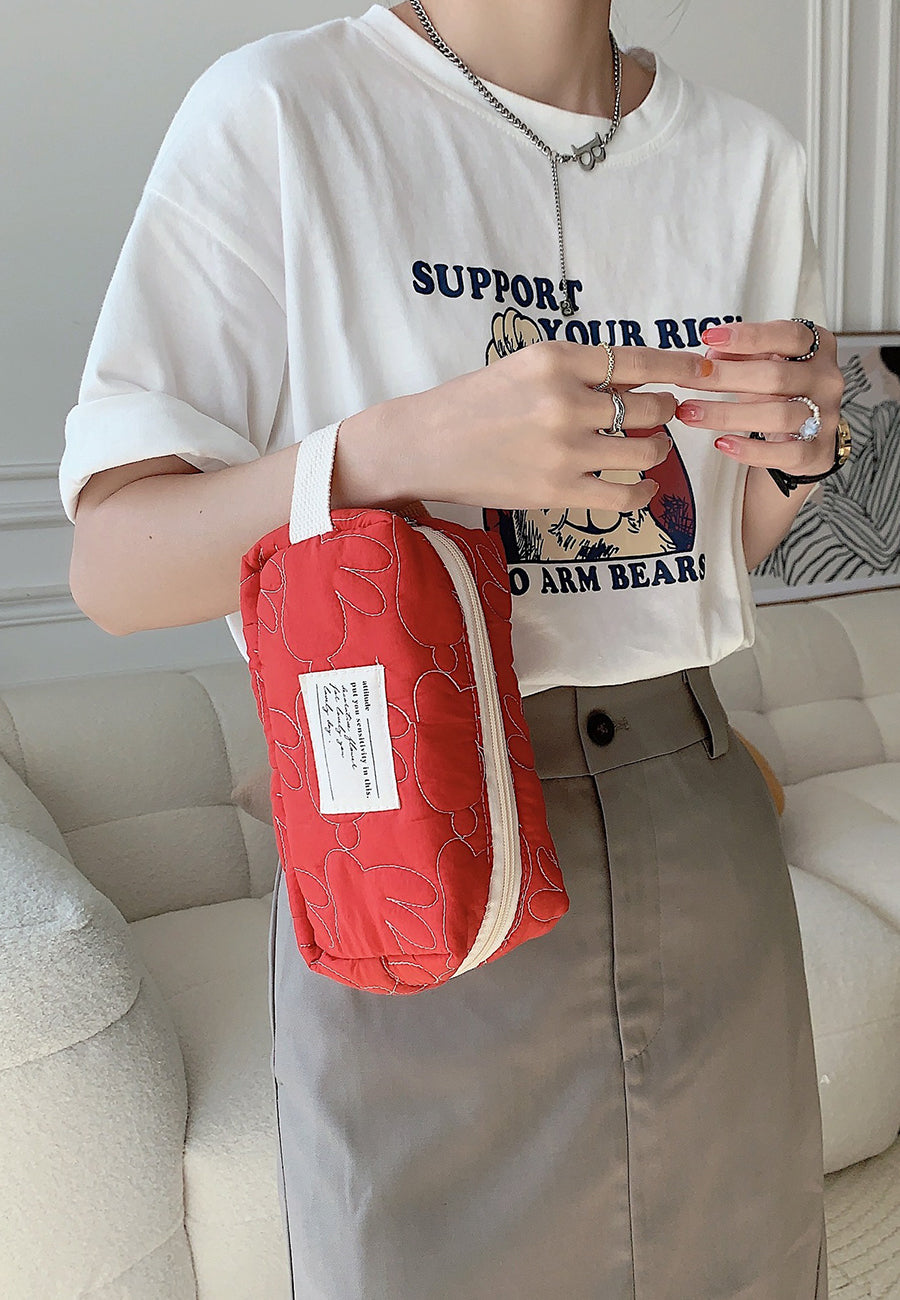 Contrast Bunny Stitch Pouch