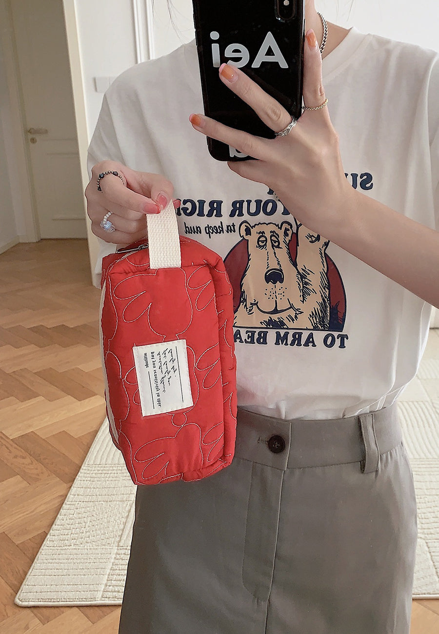 Contrast Bunny Stitch Pouch