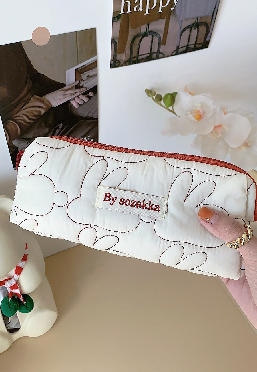 Contrast Bunny Stitch Pouch
