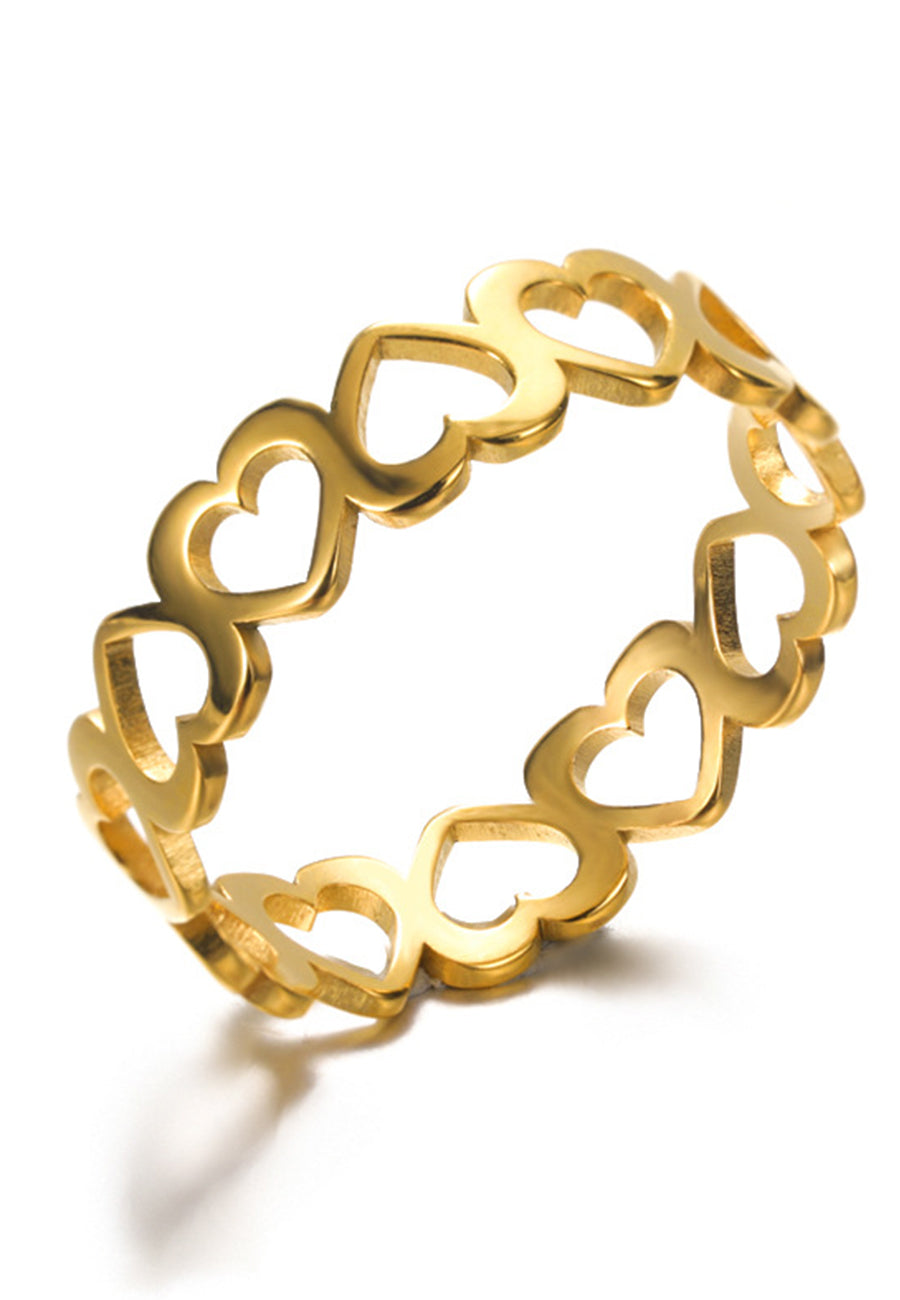 Gold Tone Heart Motif Ring