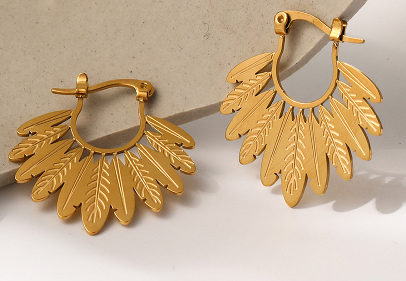 Asymmetrical Leaf Detail Earrings