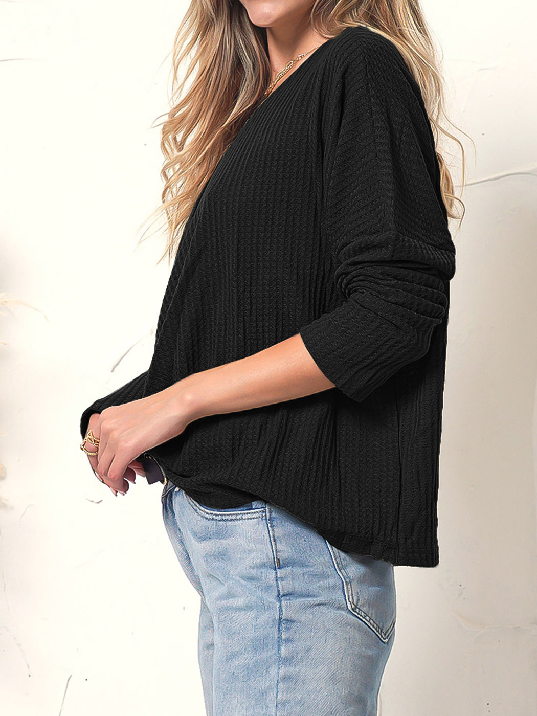 Wrap Front Waffle Knit Sweater