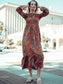 Smocked Chest Floral Dotted Dress