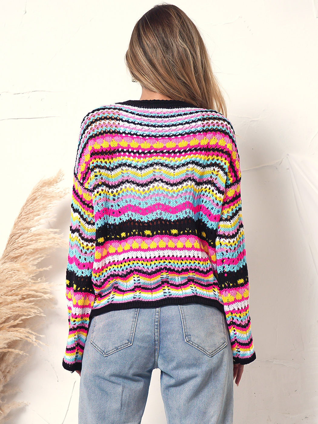 Cut Out Knitted Boho Sweater