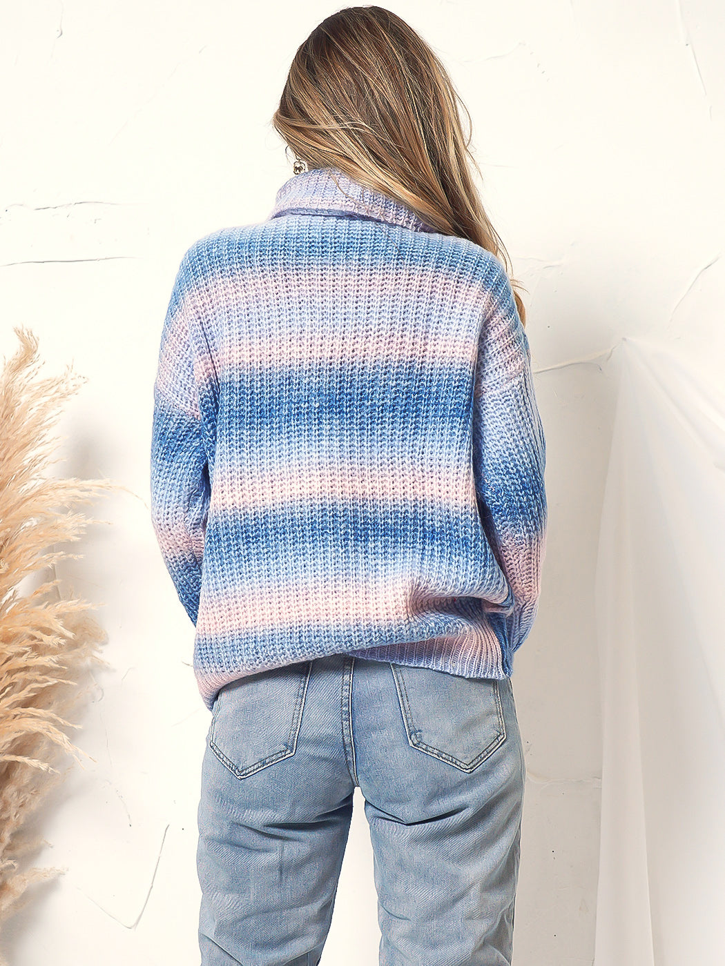 Tie Dye Cowl Neck Knit Sweater