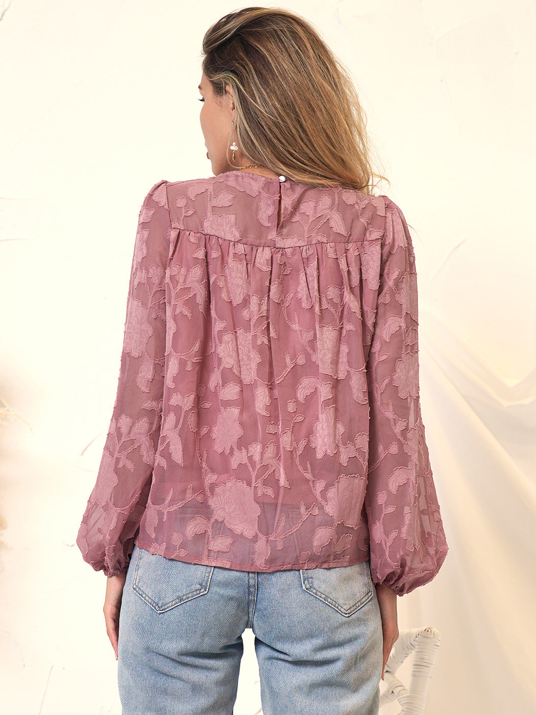 Sheer Floral Detail Blouse