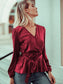 Surplice Long Sleeve Wrap Blouse