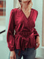 Surplice Long Sleeve Wrap Blouse