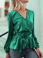 Surplice Long Sleeve Wrap Blouse