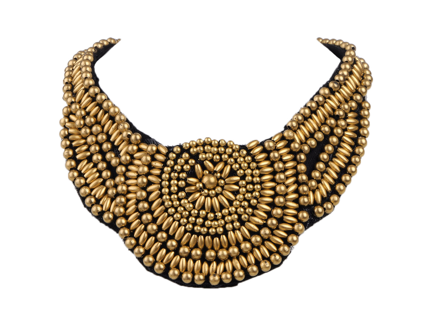 Tribal Colorful Beaded Bib Scallop Edge Statement Necklace