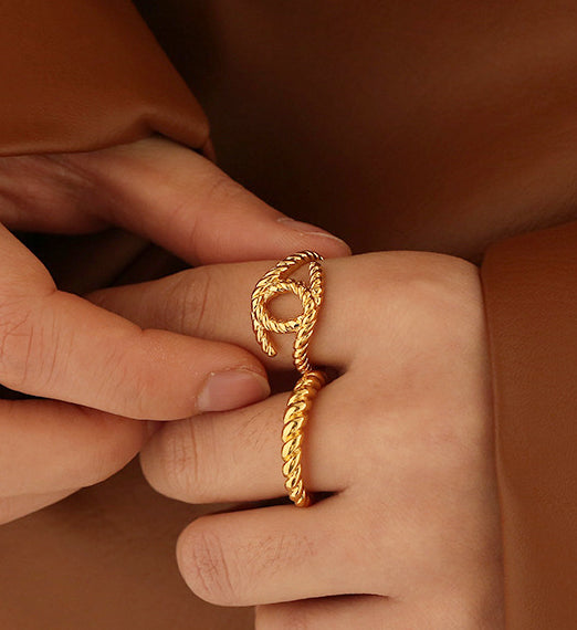 Overlapping Twist Rope Gold Ring