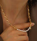 18K Gold Plated Beads & Real Pearls Necklace