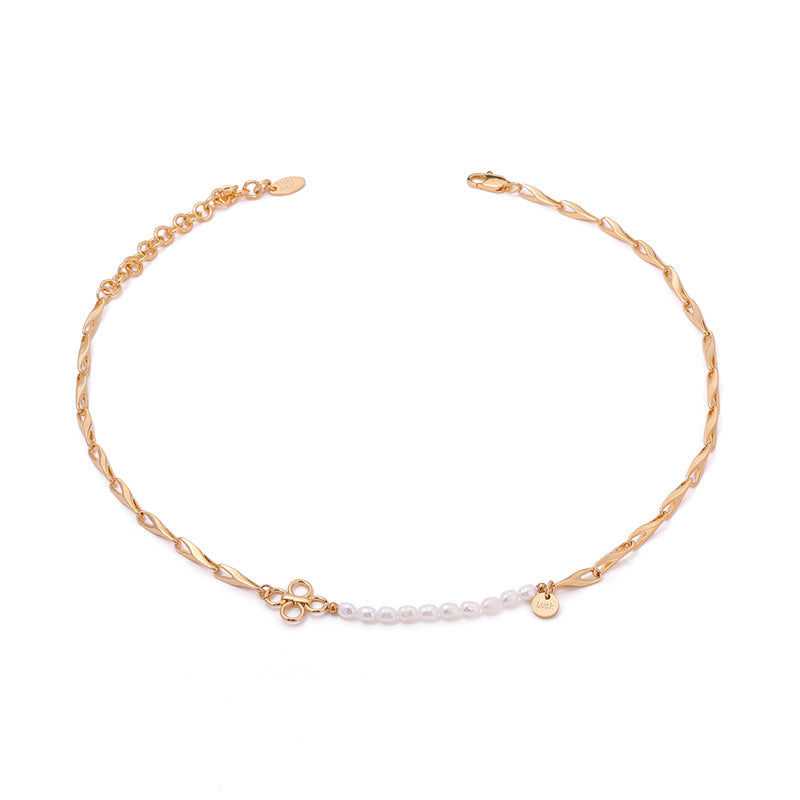 18K Gold Plated Beads & Real Pearls Necklace
