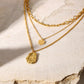 Triple Layered Gold Chain Necklace with Pendants