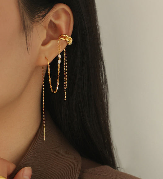 Long Tassel Twist Knott Ear Cuff & Ear Threader