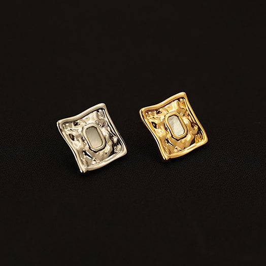 Textured Asymmetrical Square Earrings