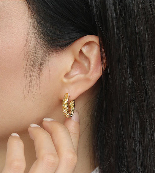 Classic Spiked Loop Gold Earrings