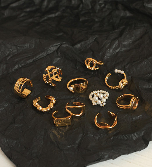 Assorted Geometric Gold Rings
