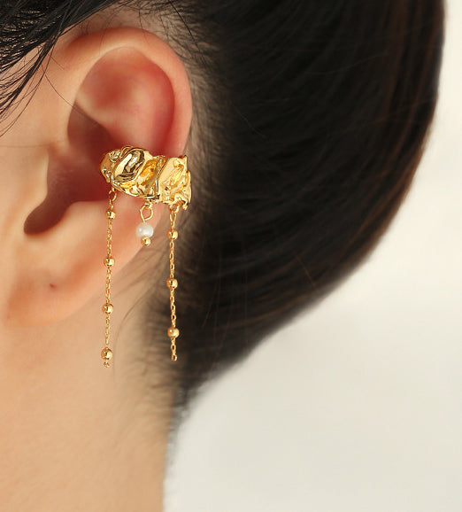 Pearl Tassel Gold Ear Cuff