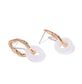 White Stone Gold Oval Minimalist Earrings