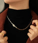 Asymmetrical Gold Chain Pearl Knot Necklace