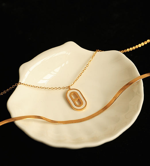 Geometric Pendant Snake Bone Chain Gold Necklace