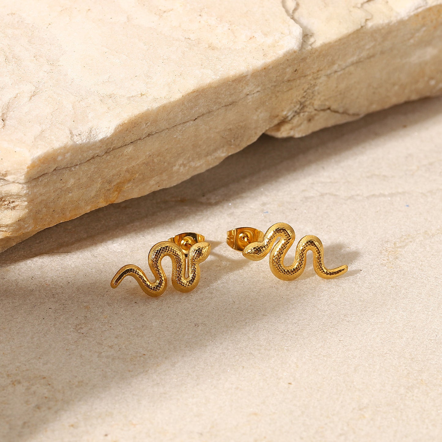 Twisting Snake 18K Gold-Plated Ear Studs