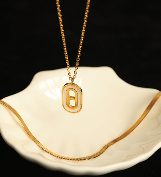 Geometric Pendant Snake Bone Chain Gold Necklace