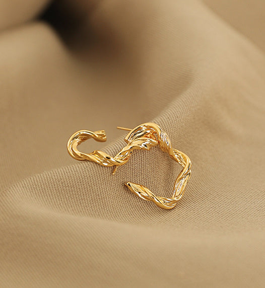 Twisting Wreath Gold Loop Earrings