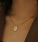 White Iridescent Shell Charm 18K Gold Plated Necklace