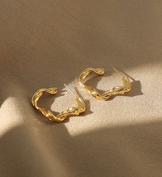 Twisting Wreath Gold Loop Earrings