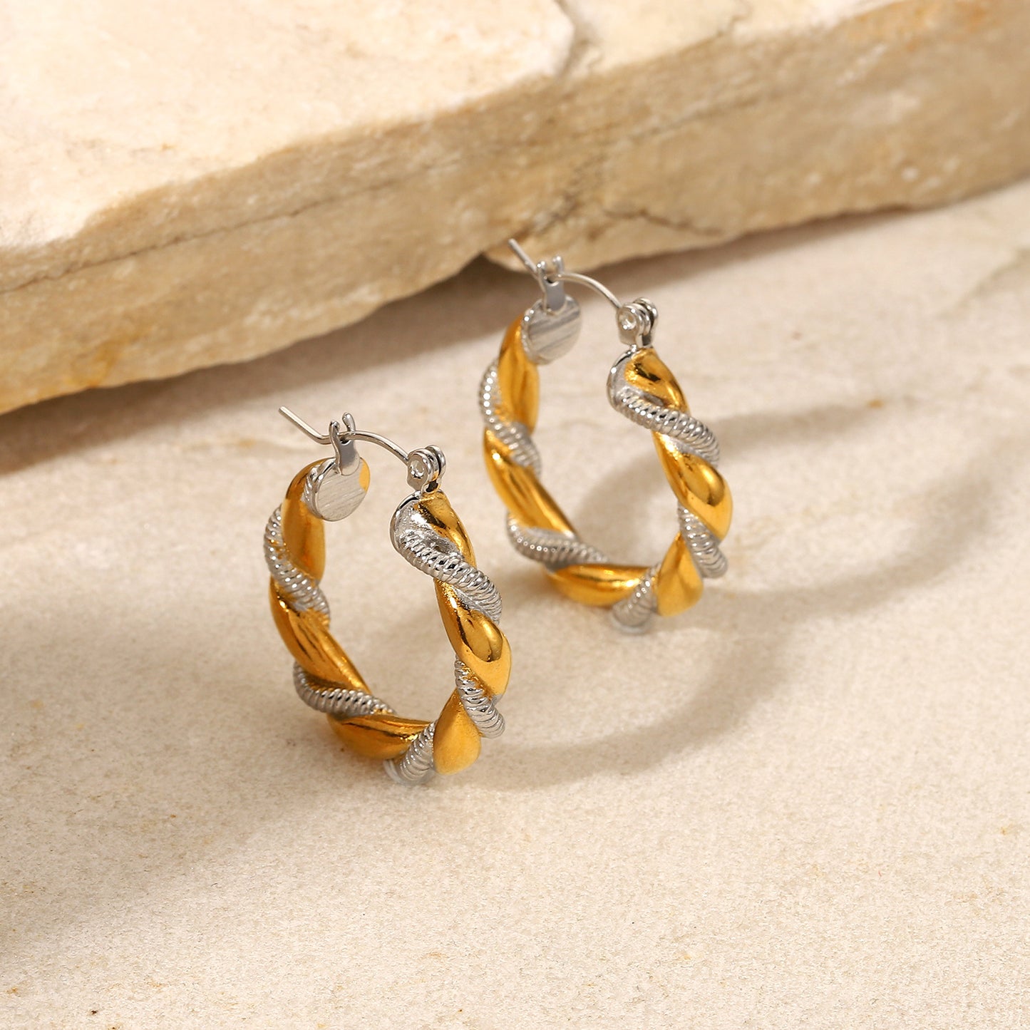 Silver & Gold Twist Wreath 18K Gold Plated Earrings