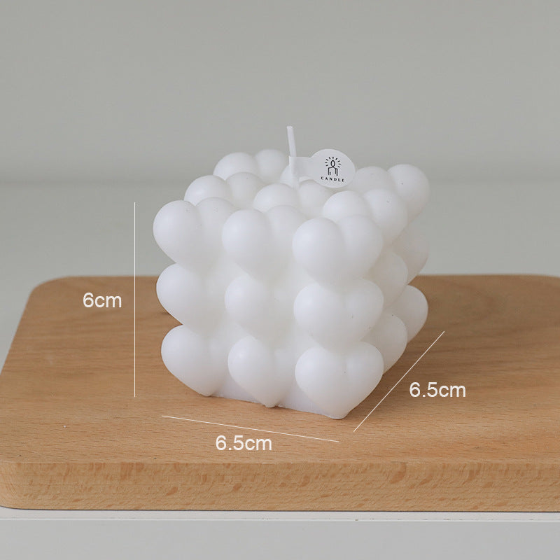 Heart Bubbles Cube Candle