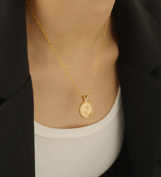 Gold Coin Pendant Chain Necklace