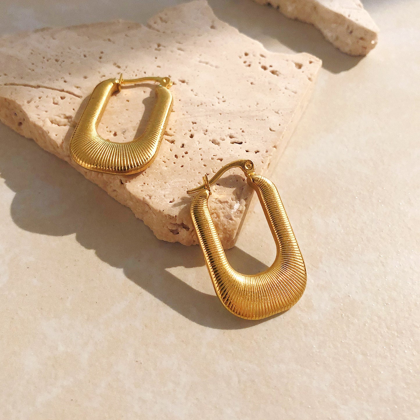 Textured U-Shaped 18K Gold-Plated Earrings