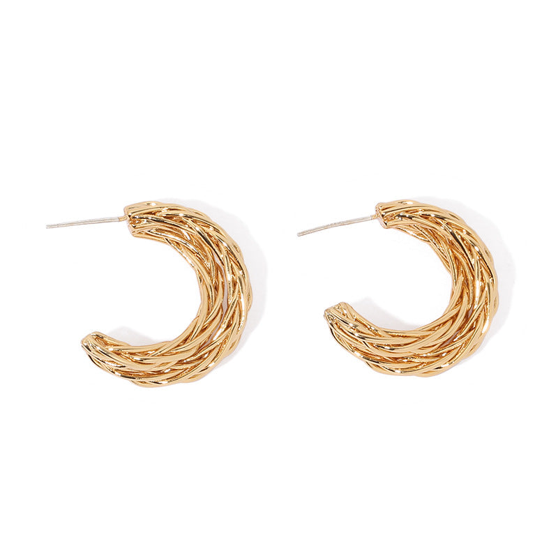 Bird Nest C-Shape Earrings