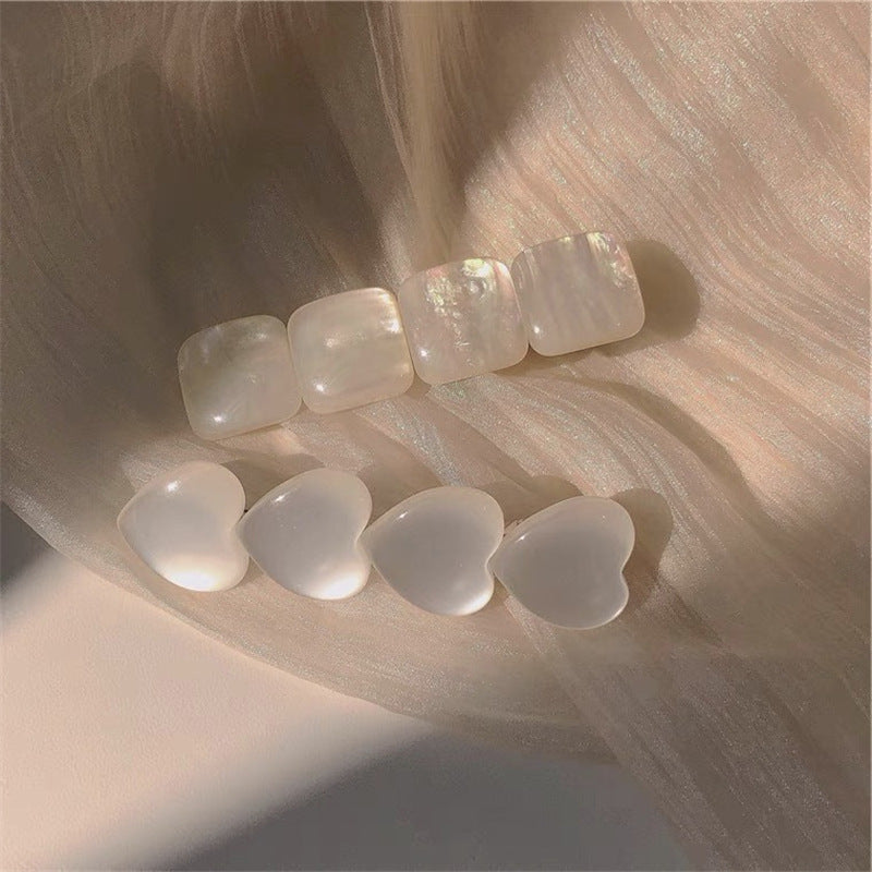 White Iridescent Stone Hair Clip