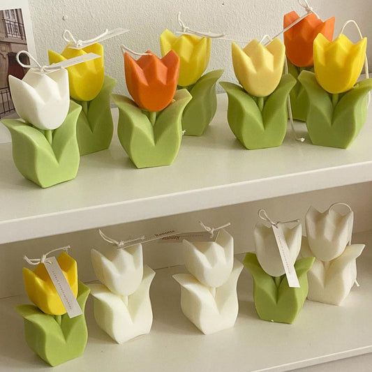 Tulip Flowers Decorative Candle