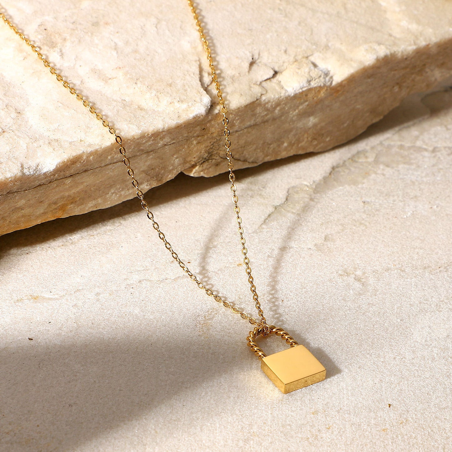 Twist Lock Pendant 18k Gold Plated Necklace