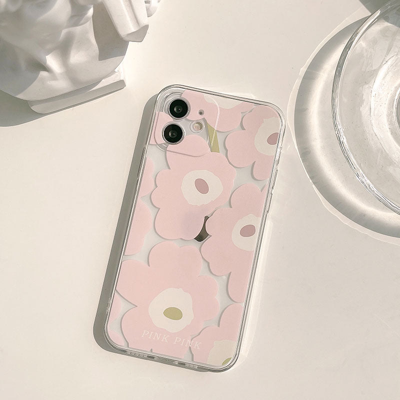 Pink Flowers Clear Phone Case