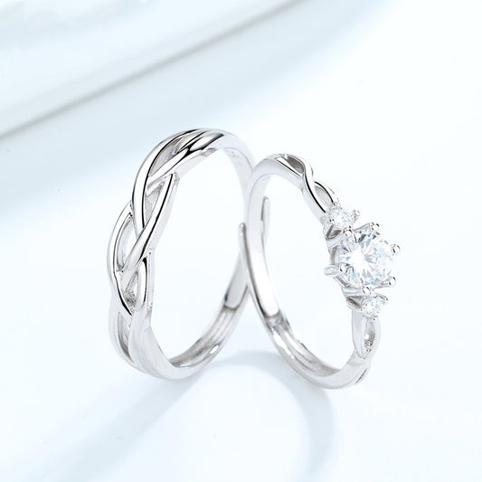 Modern Matching Couples Ring 925 Sterling Silver