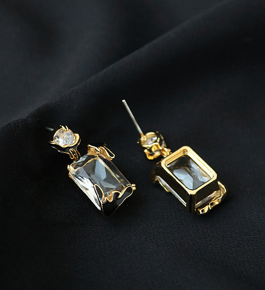 Clear Rectangular Crystal Earrings