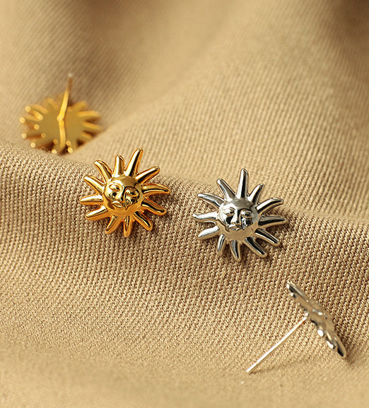 Sun Face Ear Studs