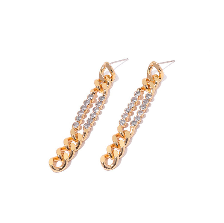 Thick Chain Crystal Embellished Dangle Earrings