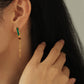 Retro Curve with Chain and Malachite or White Shell Earrings