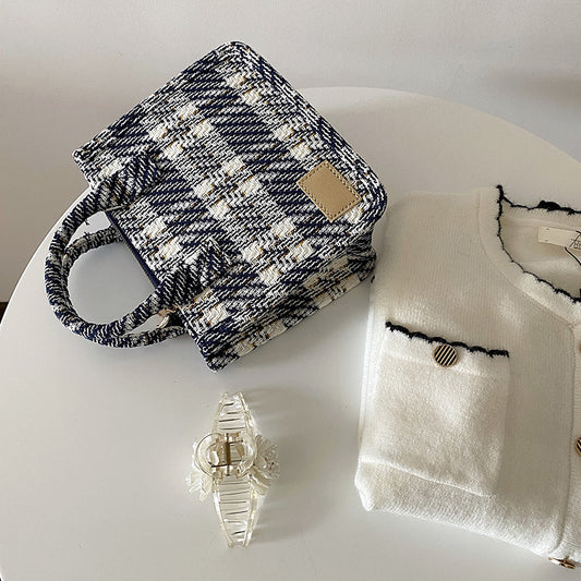 Tweed Plaid Small Handle Crossbody Bag