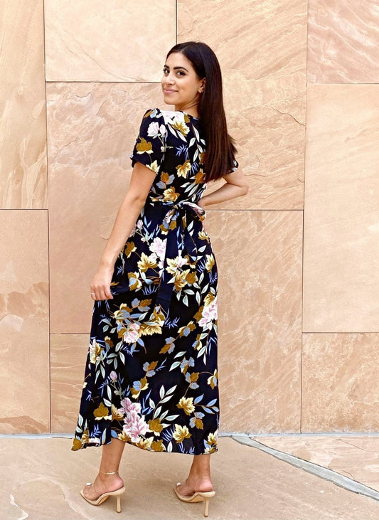 Lux Wrap Floral Print Dress