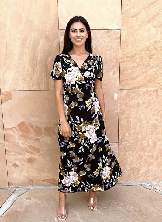 Lux Wrap Floral Print Dress